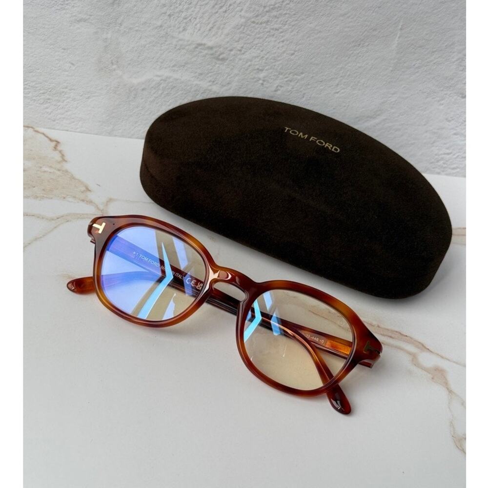 NEW Tom Ford FT5871-B Bluelight Frames in Havana Brown - Picture 2 of 7